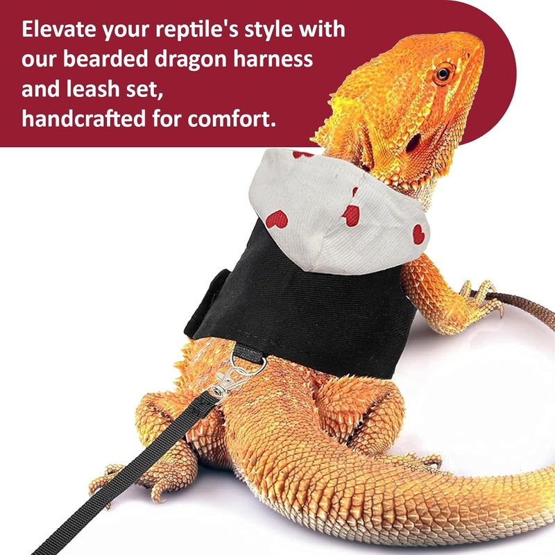 hokable Bearded Dragon Lizard Hoodie Leash Suit Reptile pet Outdoor Chest Harness Chameleon Squirrel Leash Hooded Clothes Suitable for Bearded Dragon Lizard Reptiles（White hat） - Image 5